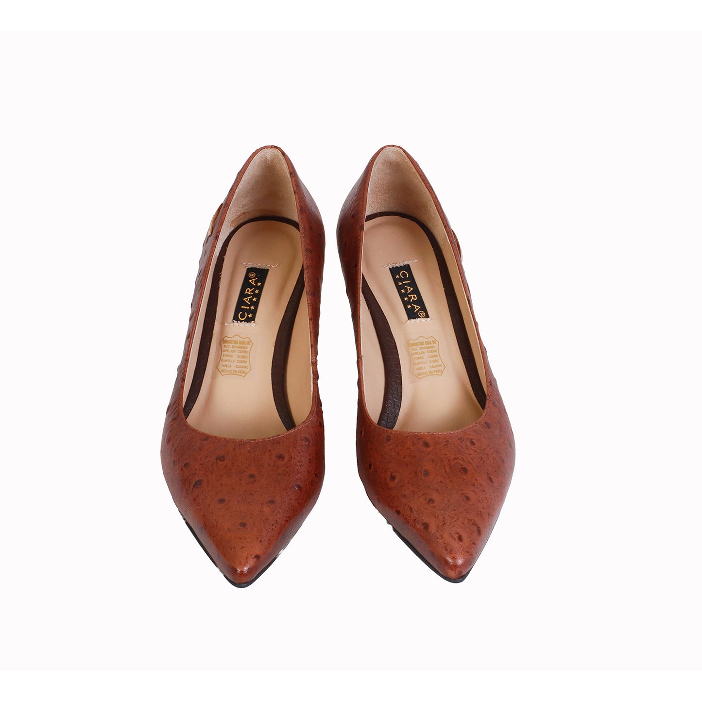 Stiletto Avestruz Marron Taco 5 cm