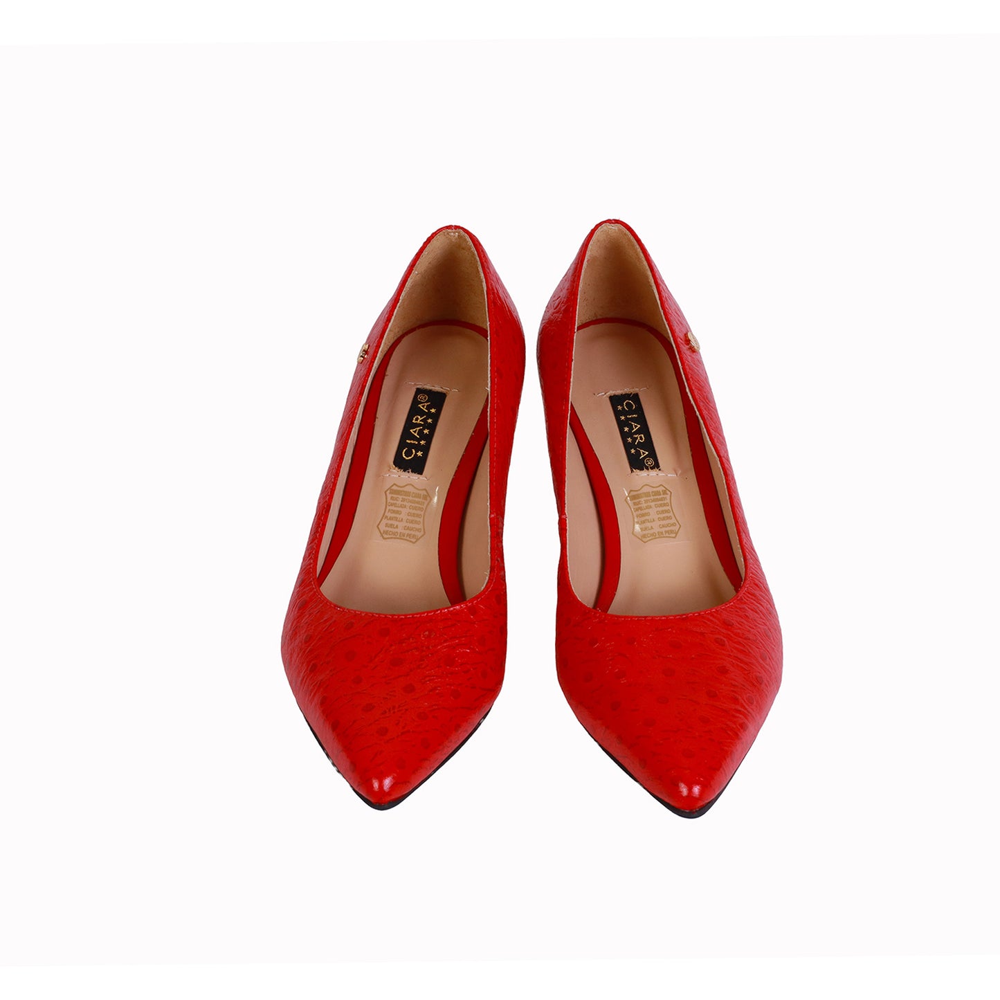 Stiletto Avestruz Rojo Taco 5 cm