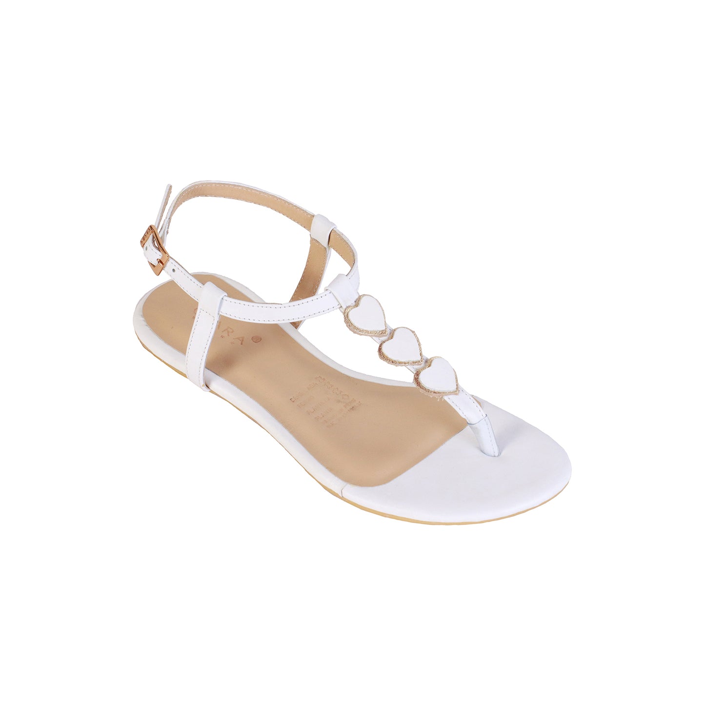 Flats En Cuero Napa Blanco Corazones