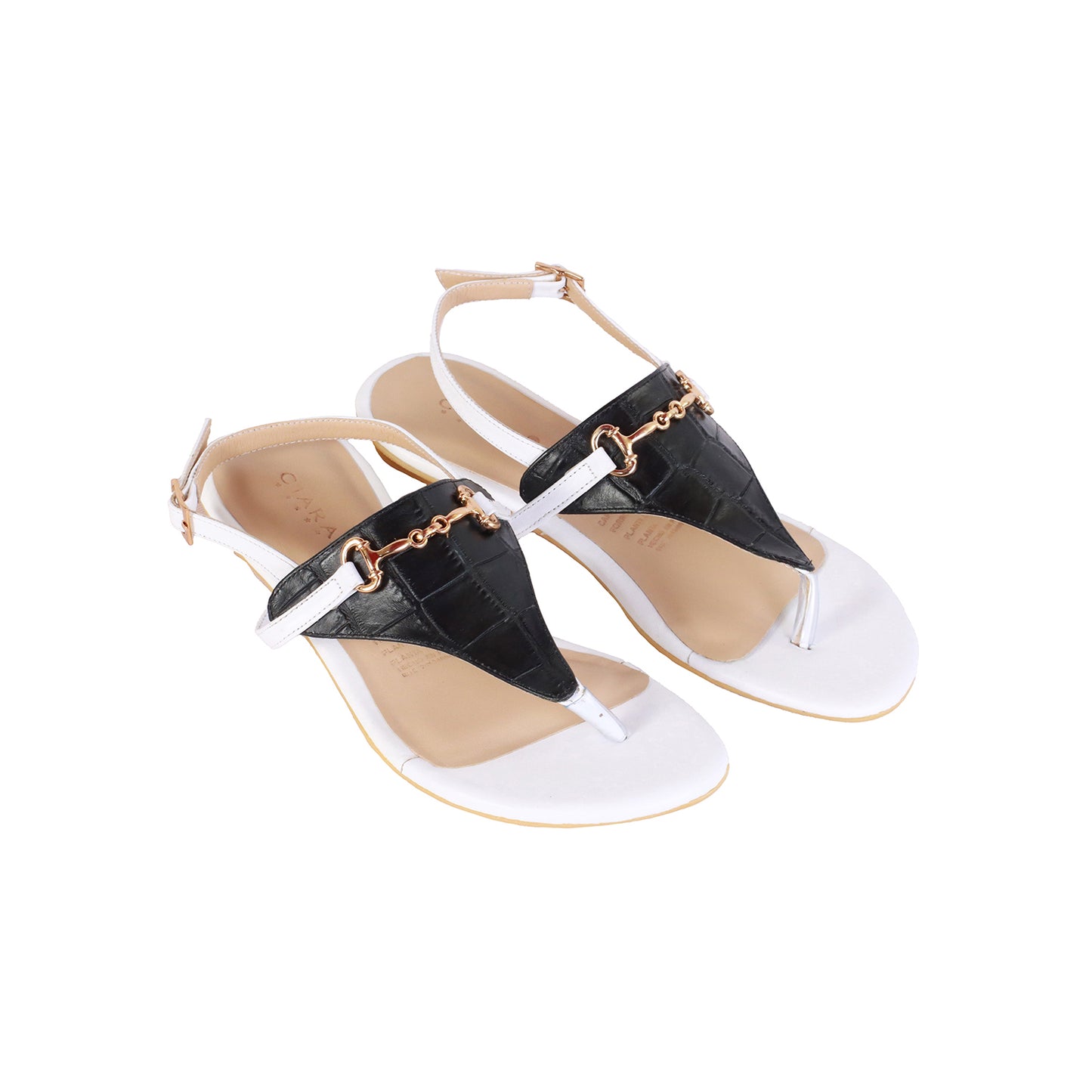 Flats En cuero Crocox Negro/Napa Blanco