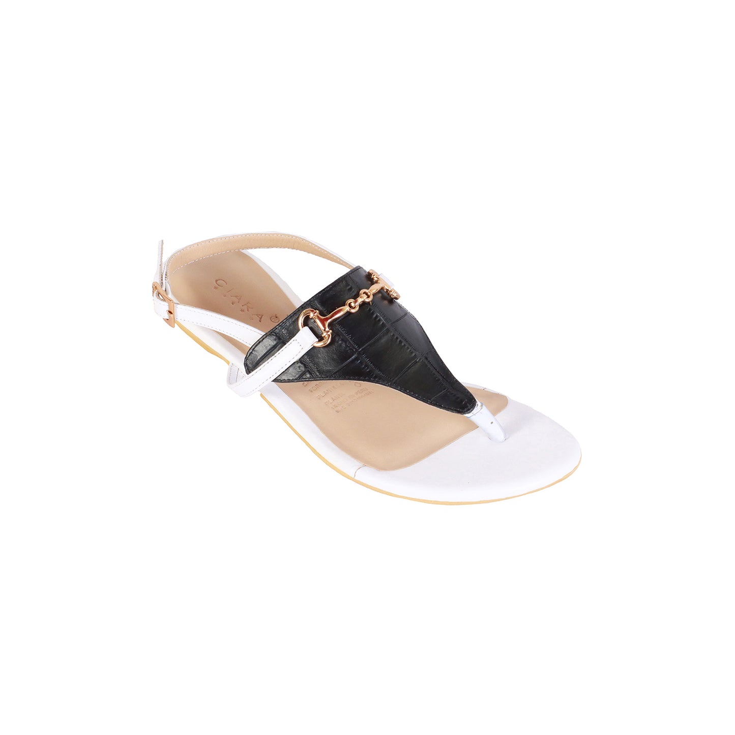 Flats En cuero Crocox Negro/Napa Blanco