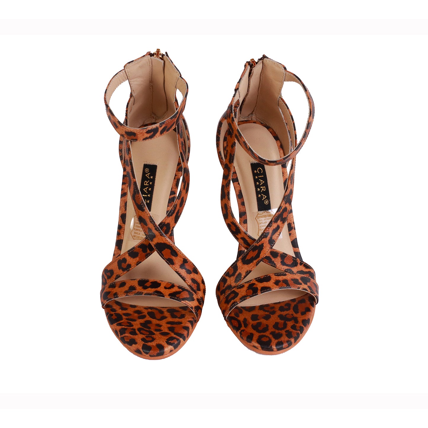 Sandalia Animal Print Miel Taco 100