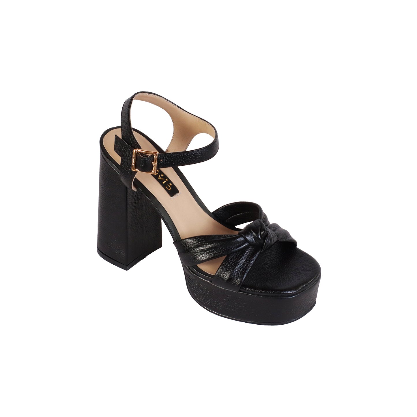 Sandalia Plataforma Nudo Rondini Negro Taco 12