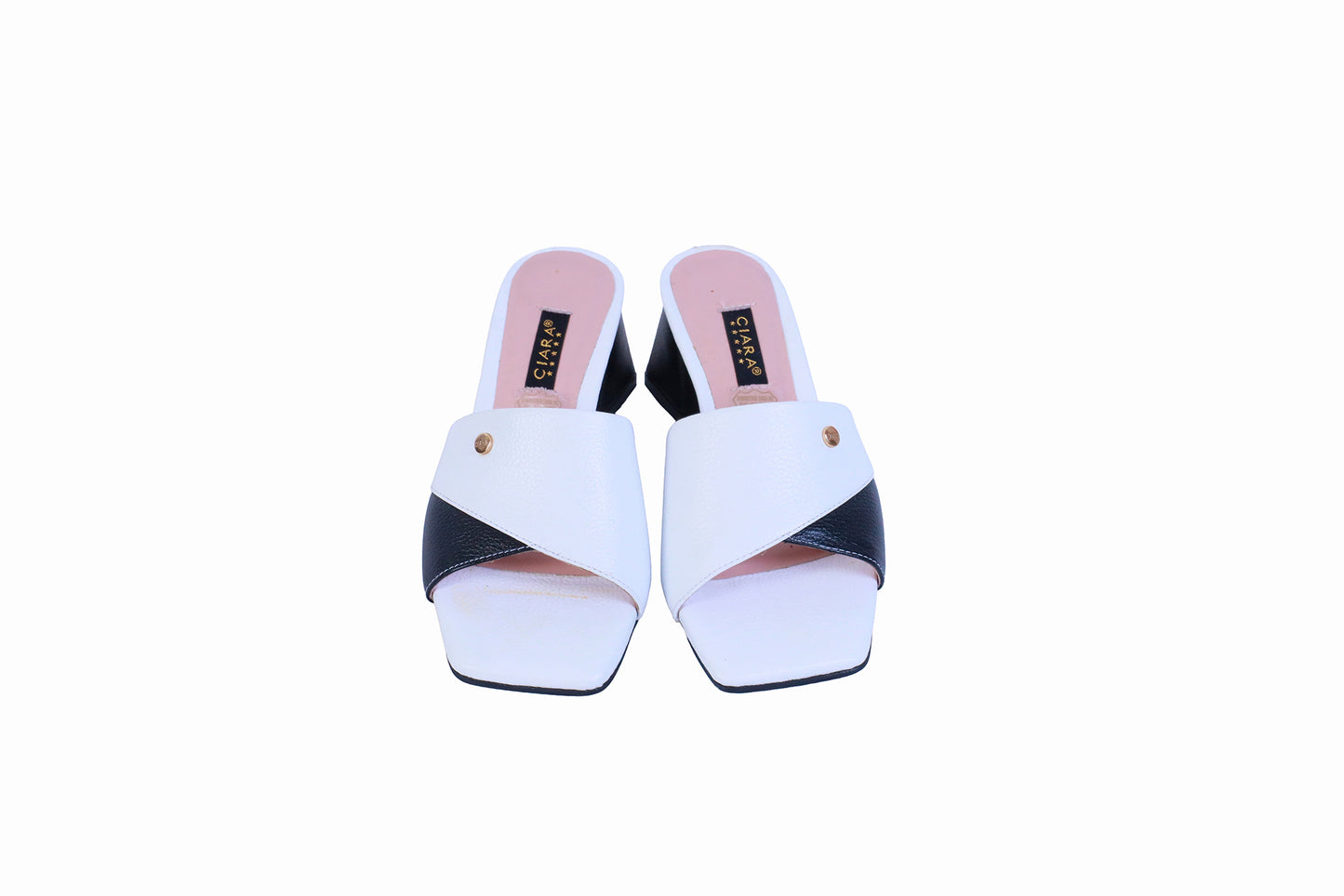 Sandalia Rondini Negro con Blanco | Taco Ancho 5 cm