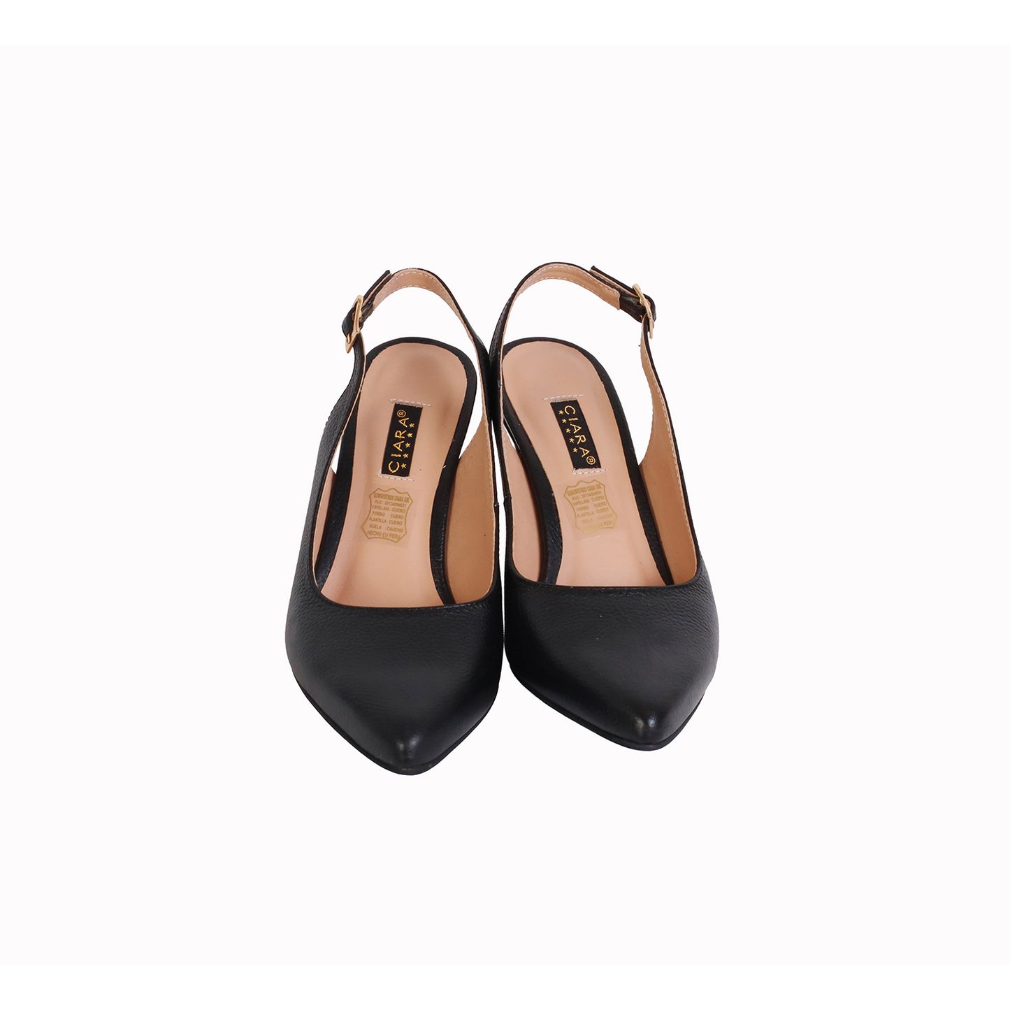 Slingback Rondini Negro Taco 7 cm