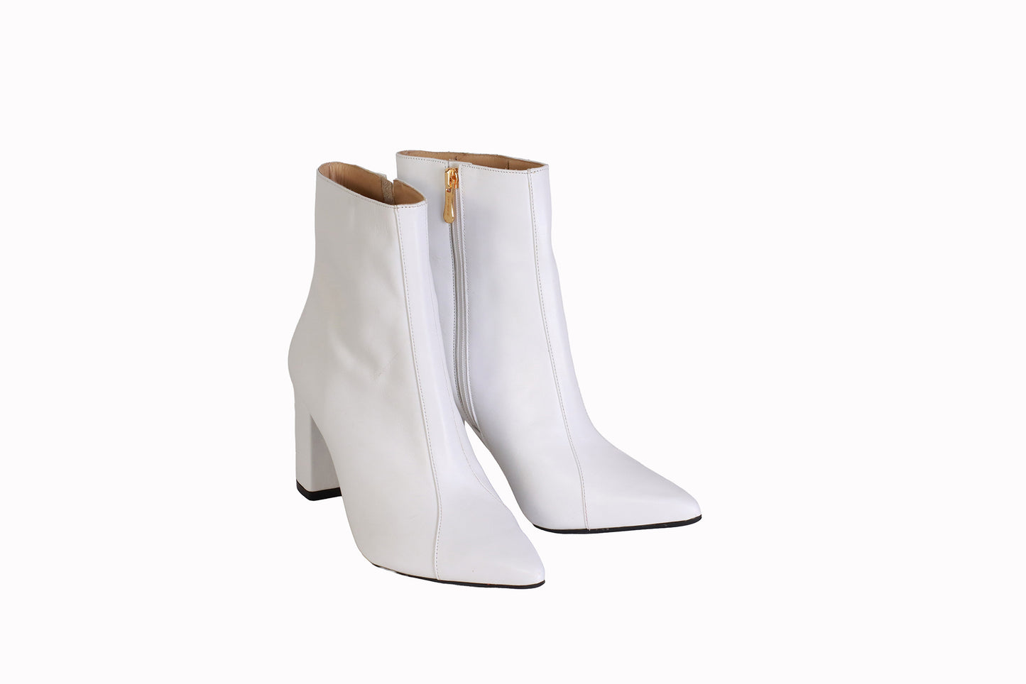Botín Napa Blanco | Taco Ancho 8 cm