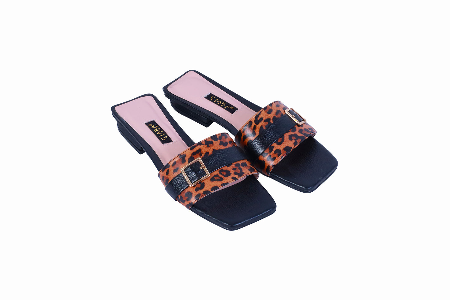 Sandalia Rondini Negro con Animal Print | Taco 1 cm