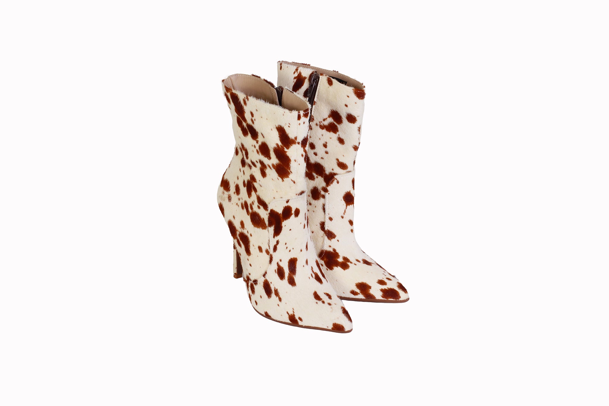 Botin Vaca Marron Pelo Taco 10cm