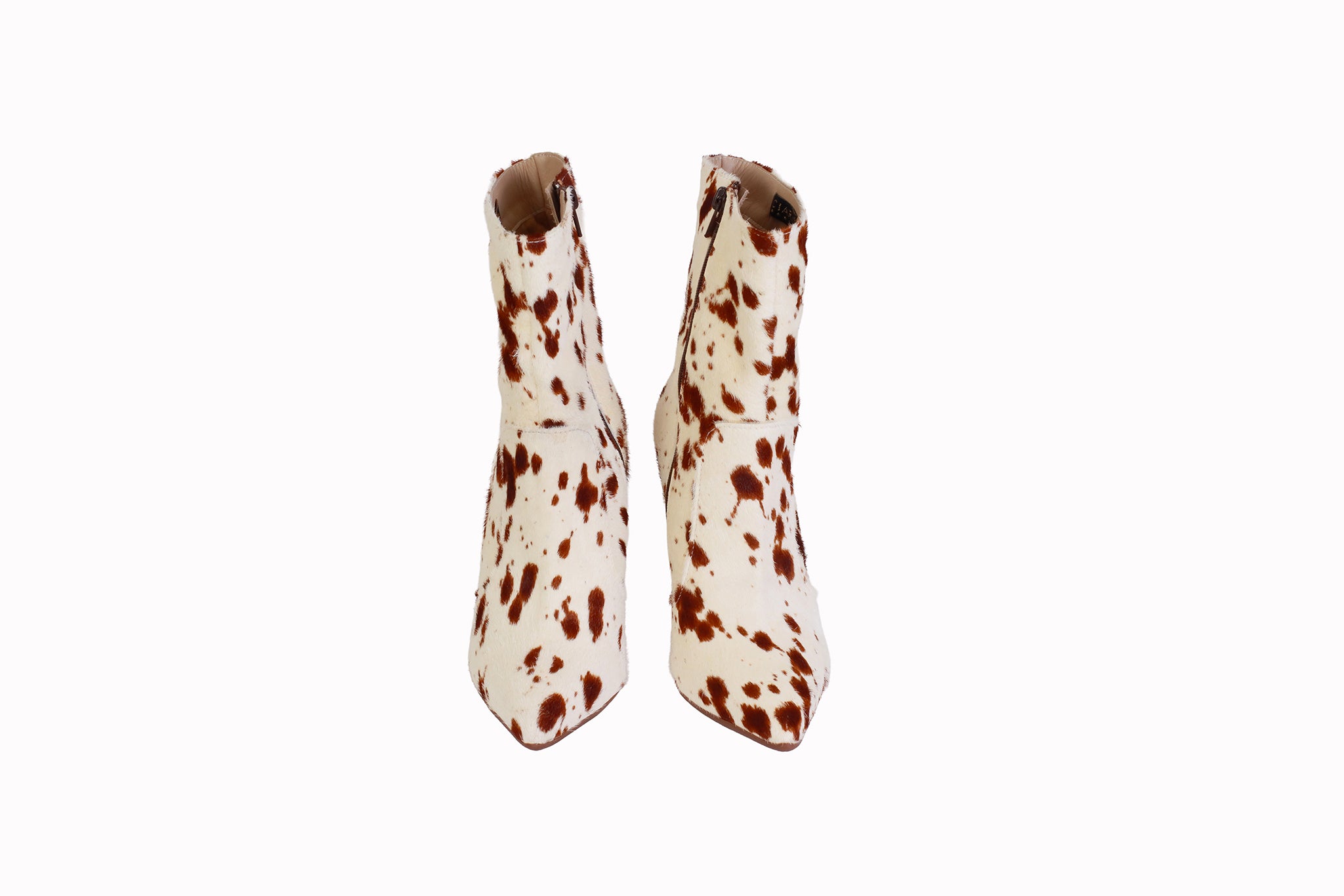 Botin Vaca Marron Pelo Taco 10cm