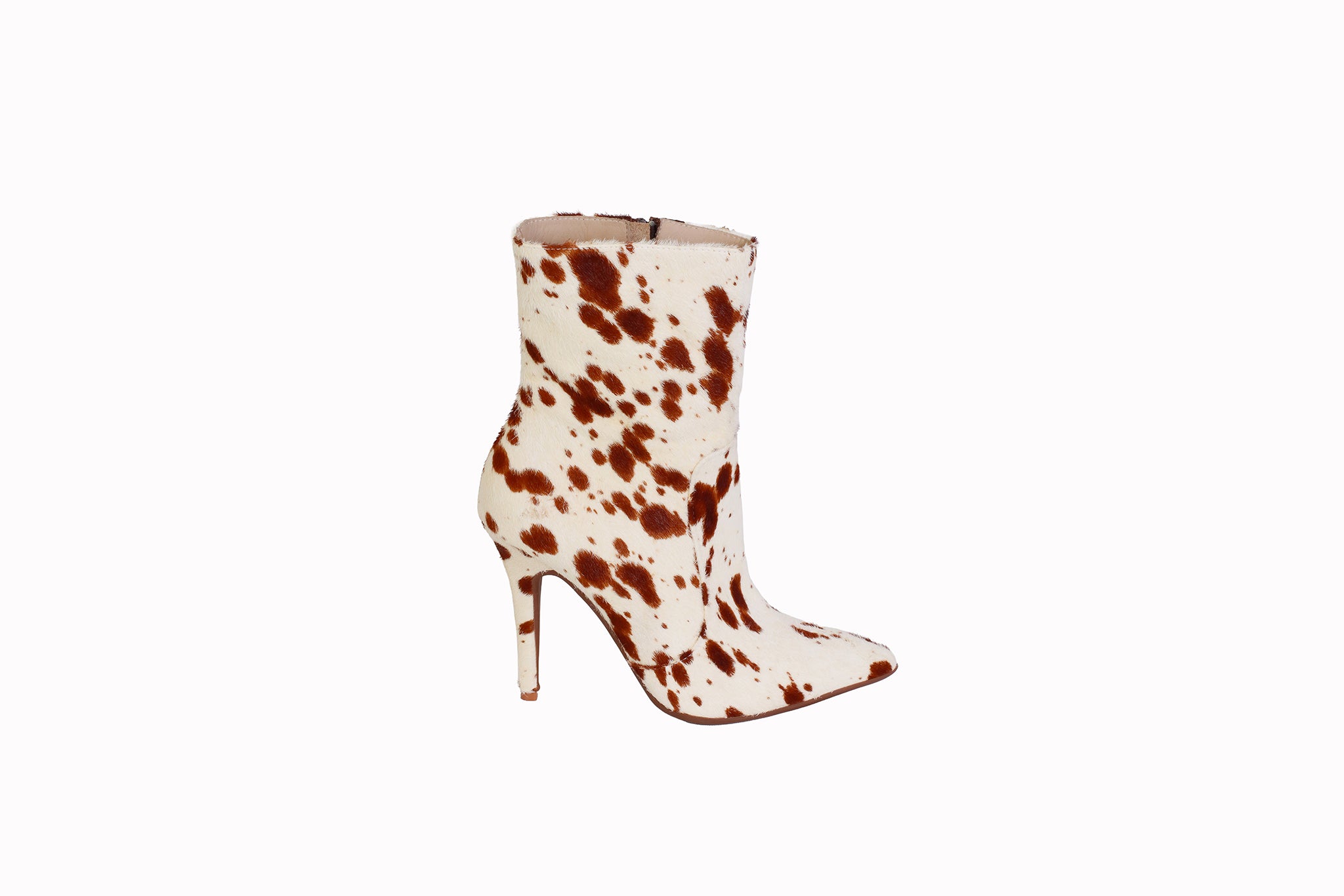 Botin Vaca Marron Pelo Taco 10cm