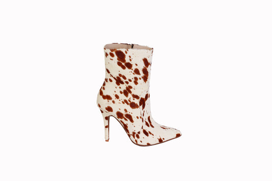 Botin Vaca Marron Pelo Taco 10cm