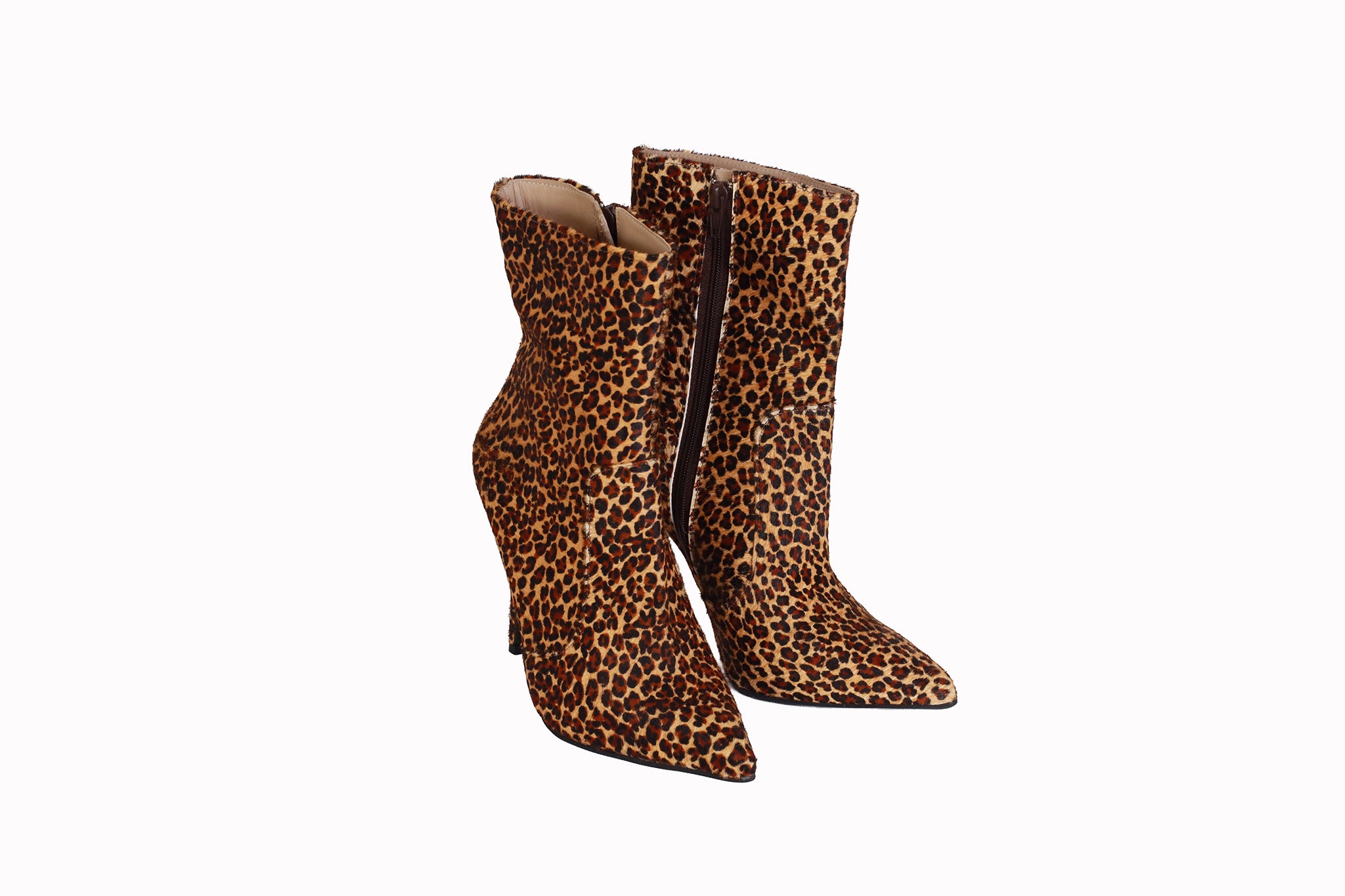 Botín Leopardo Pelo Taco 10 cm