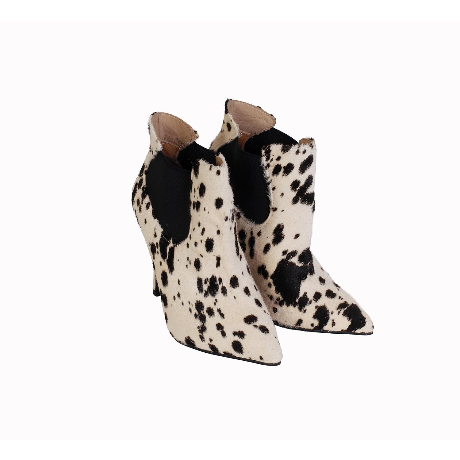 Botín Vaca Negro Pelo Taco 10 cm