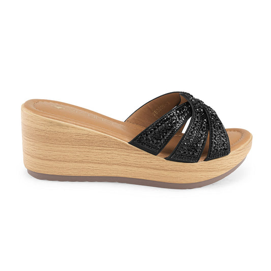 Sandalia Via Uno Negra con Plataforma