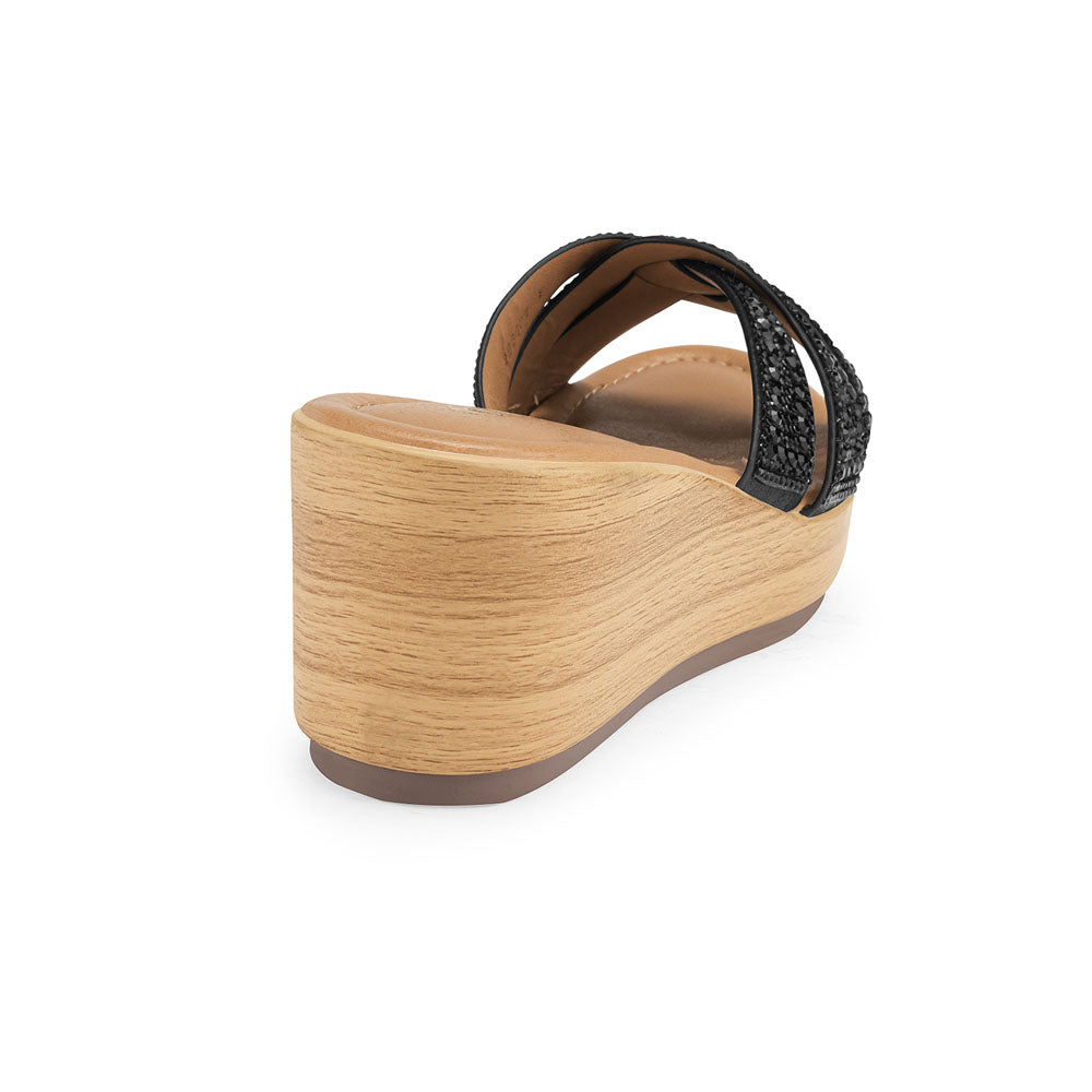 Sandalia Via Uno Negra con Plataforma