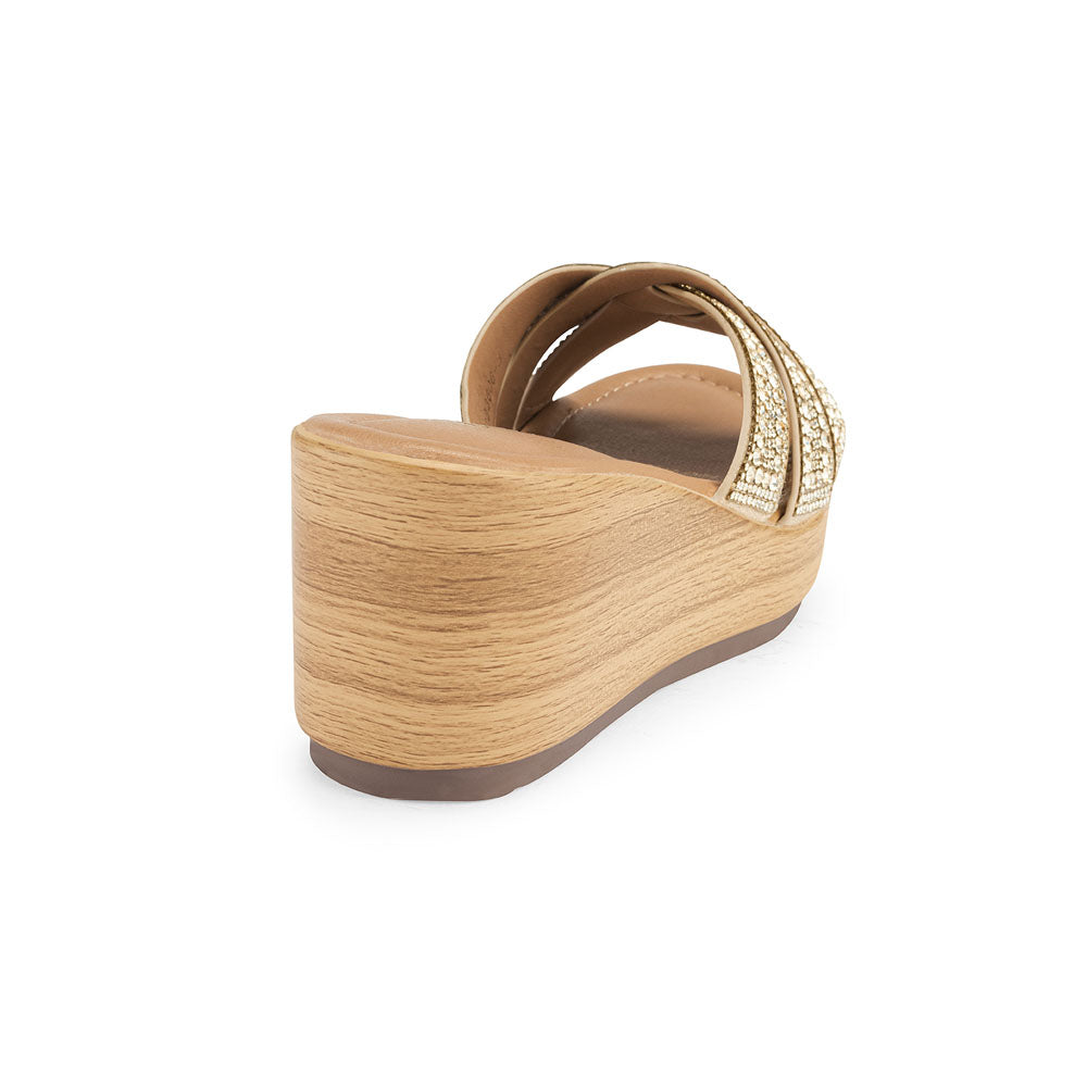 Sandalia Via Uno Dorada con Plataforma