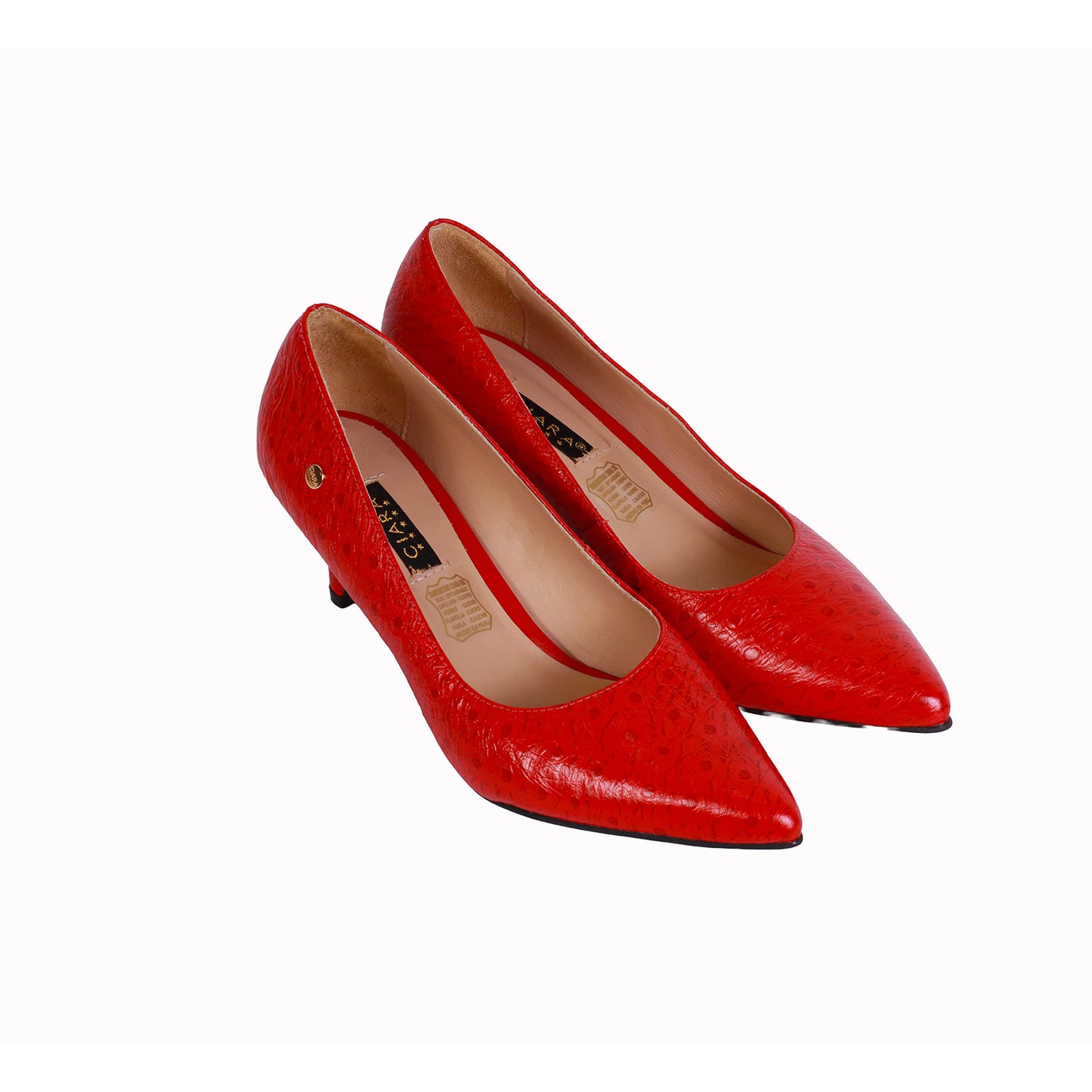 Stiletto Avestruz Rojo Taco 5 cm