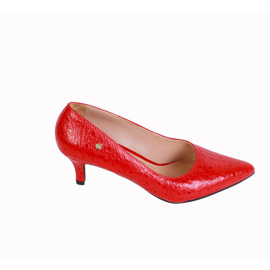 Stiletto Avestruz Rojo Taco 5 cm