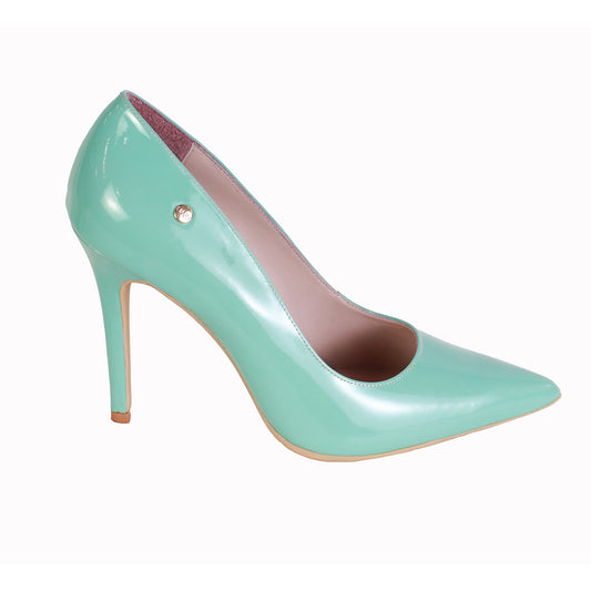 Stiletto Charol Verde Agua T 10