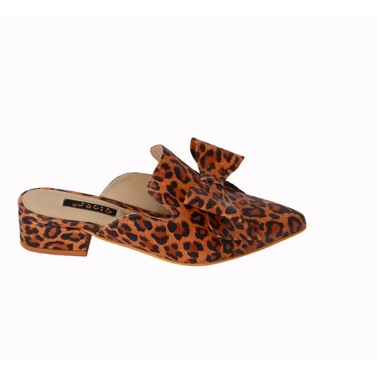 Mule Animal Print Con Lazo Taco 3 cm