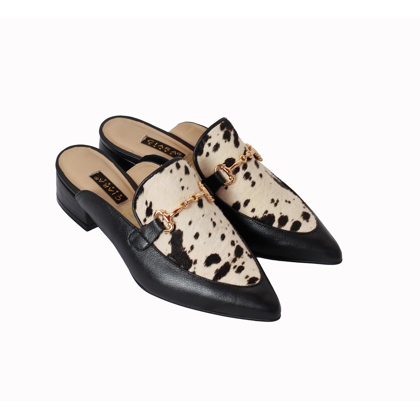 Mule Rondini Negro/Vaca Pelo Taco 3 cm