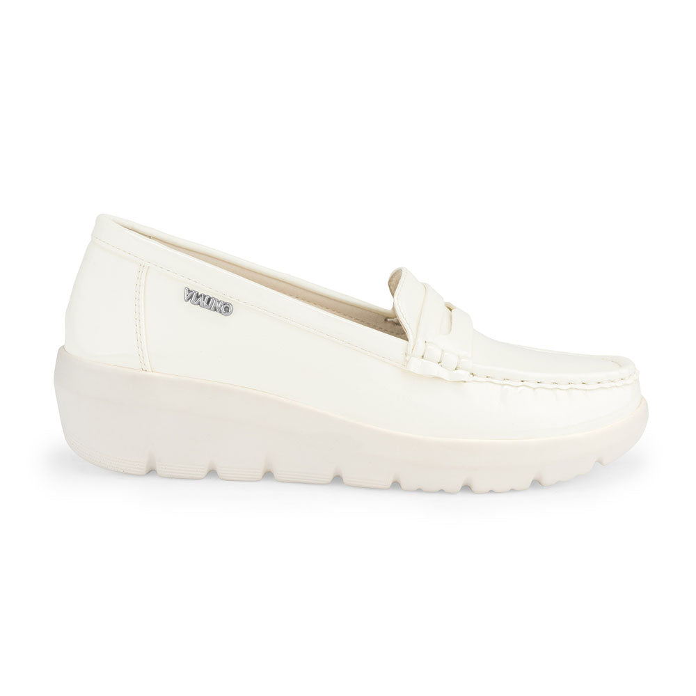 Mocasín Via Uno Blanco con Plataforma Track