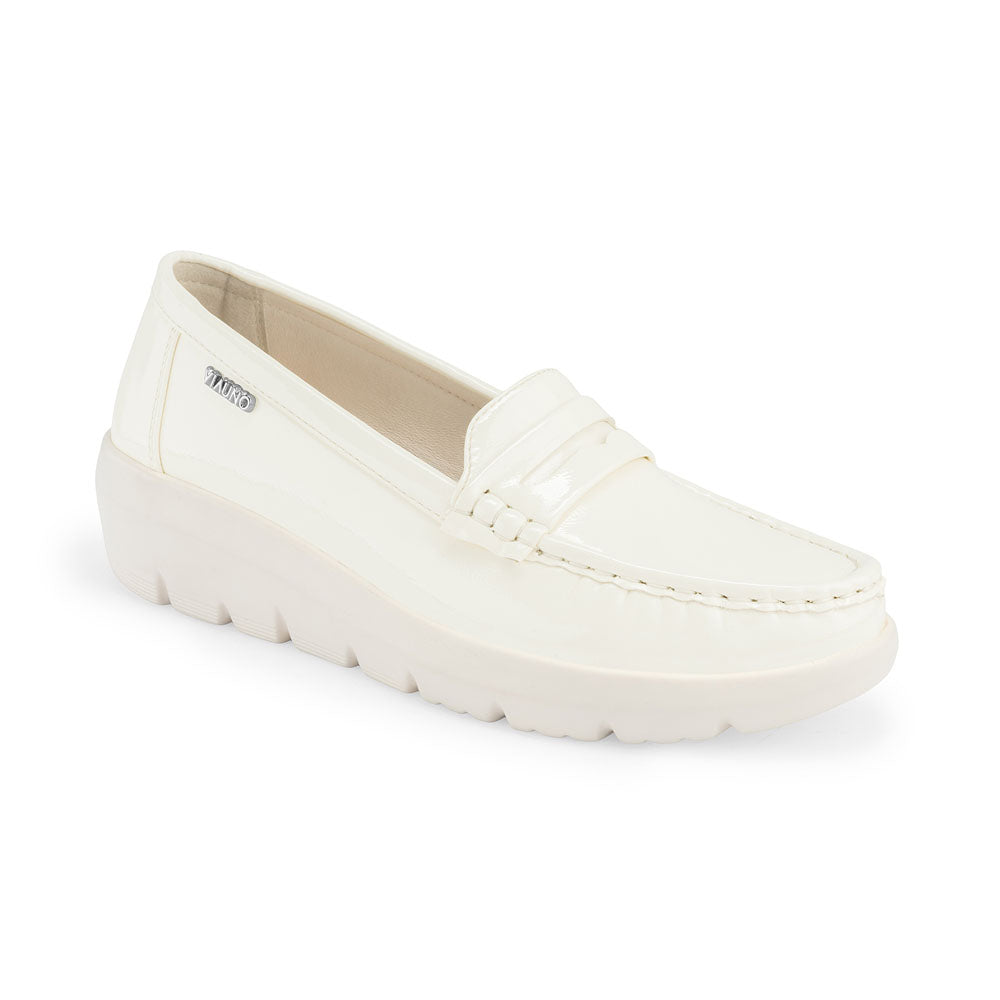 Mocasín Via Uno Blanco con Plataforma Track