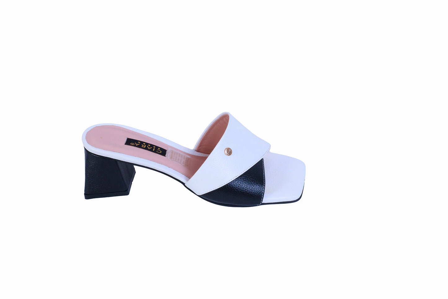 Sandalia Rondini Negro con Blanco | Taco Ancho 5 cm