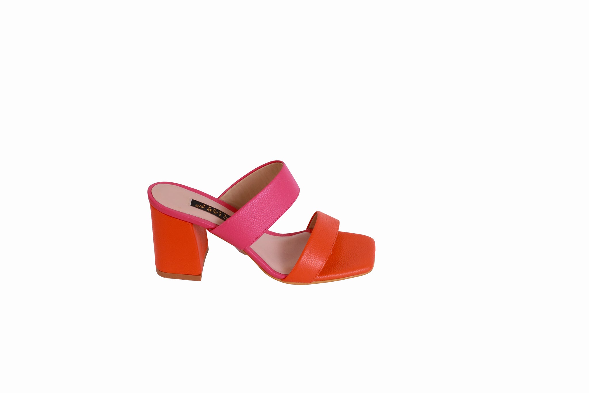 Sandalia Rondini Naranja con Rondini Fucsia | Taco Ancho 7 cm