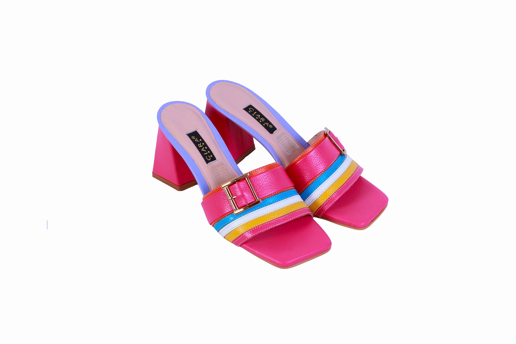 Sandalia Rondini Fucsia Multicolor | Taco Ancho 7 cm