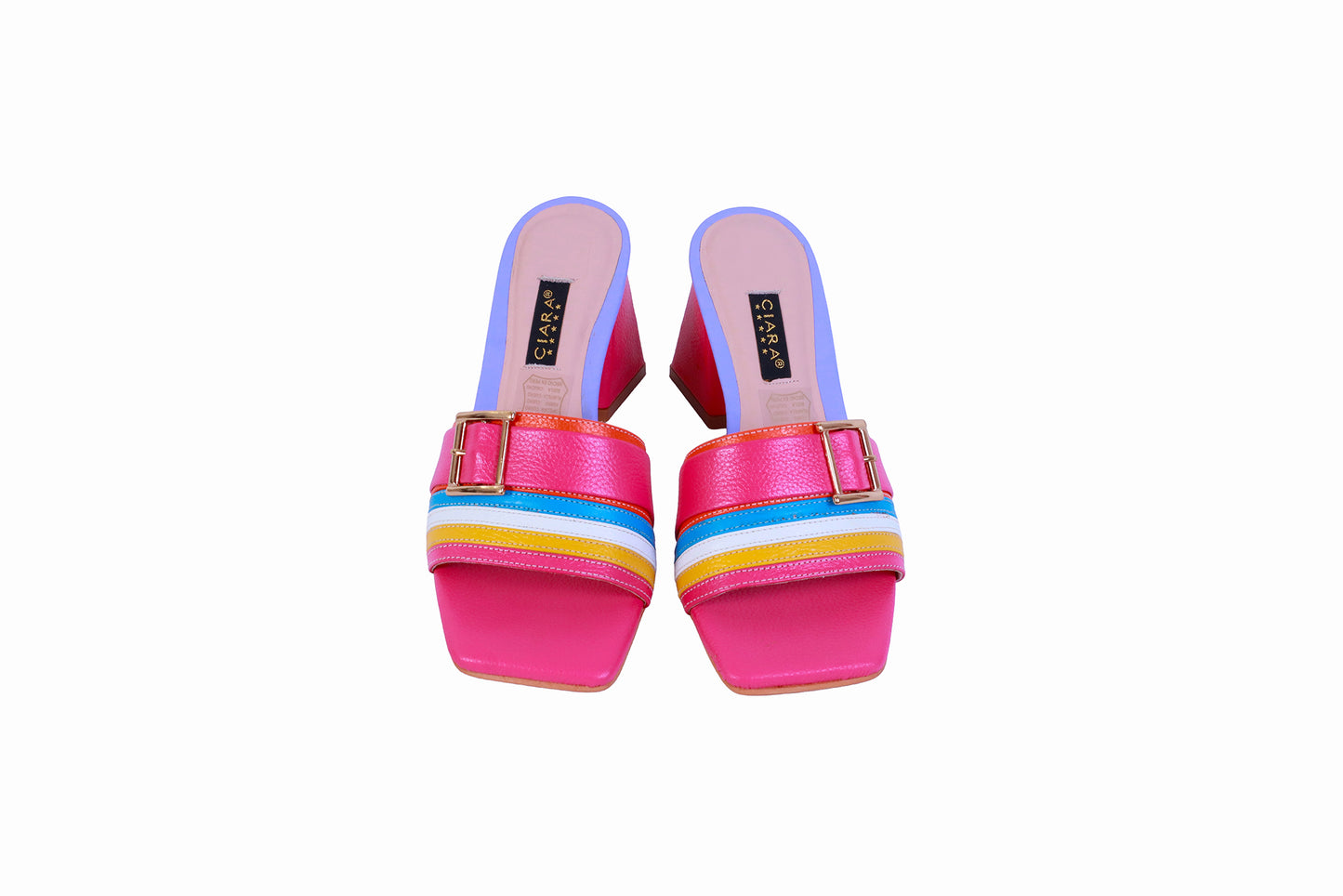 Sandalia Rondini Fucsia Multicolor | Taco Ancho 7 cm