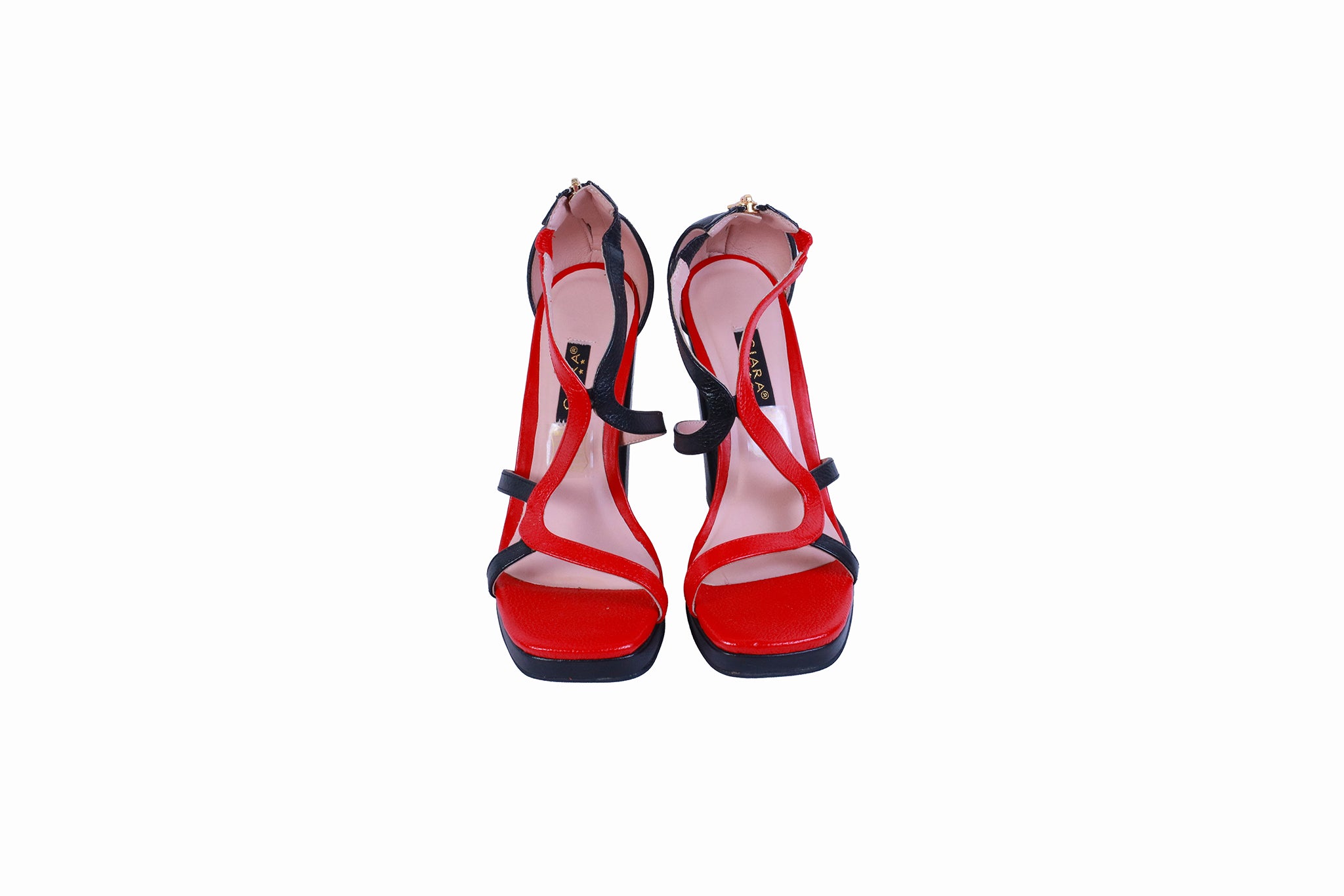 Sandalia Plataforma Rondini Negro con Rojo | Taco Ancho 9 cm