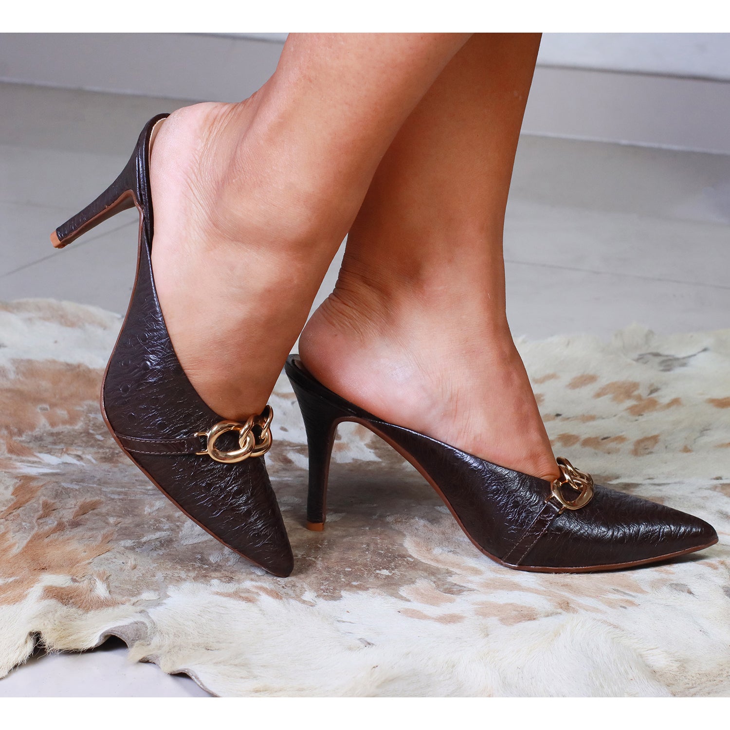 Sueco Avestruz Marron T8 cm/Cadena