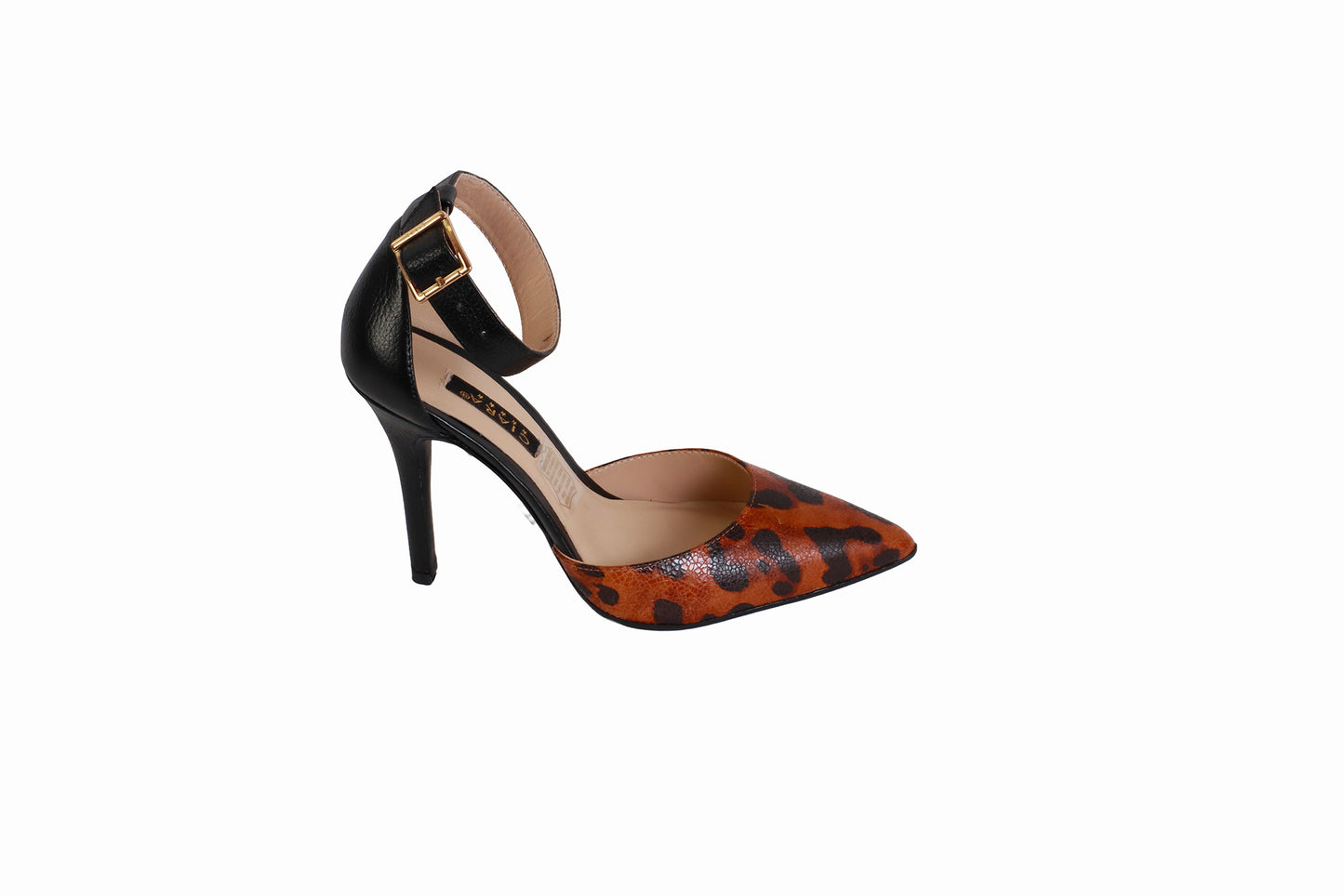 Media Estación Rondini Negro con Animal Print Beige | Taco 10 cm