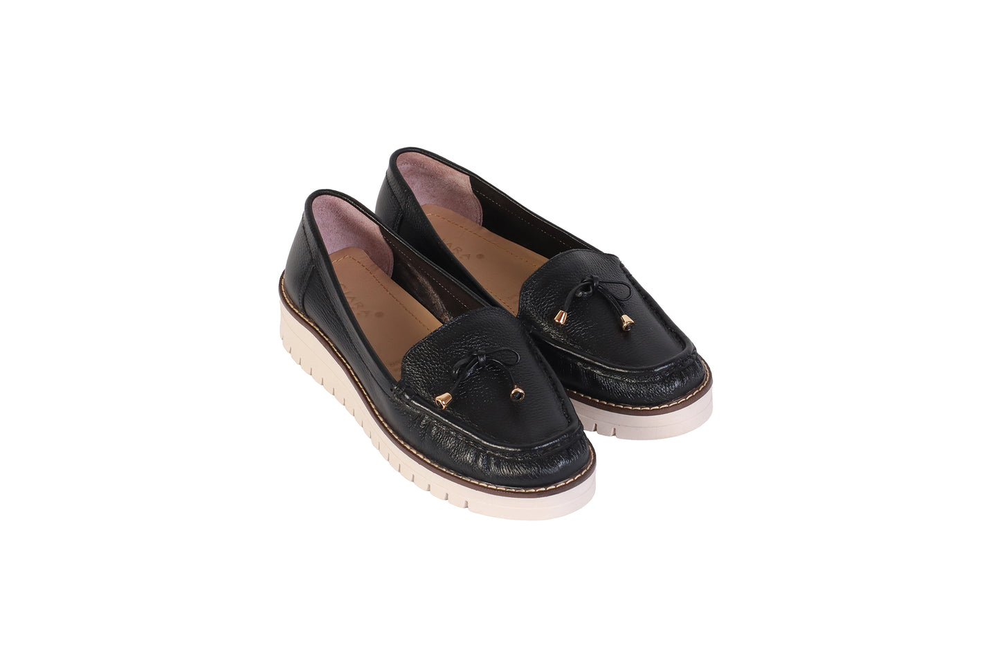 Mocasín Cuero Rondini Negro | Con Lazo Decorativo
