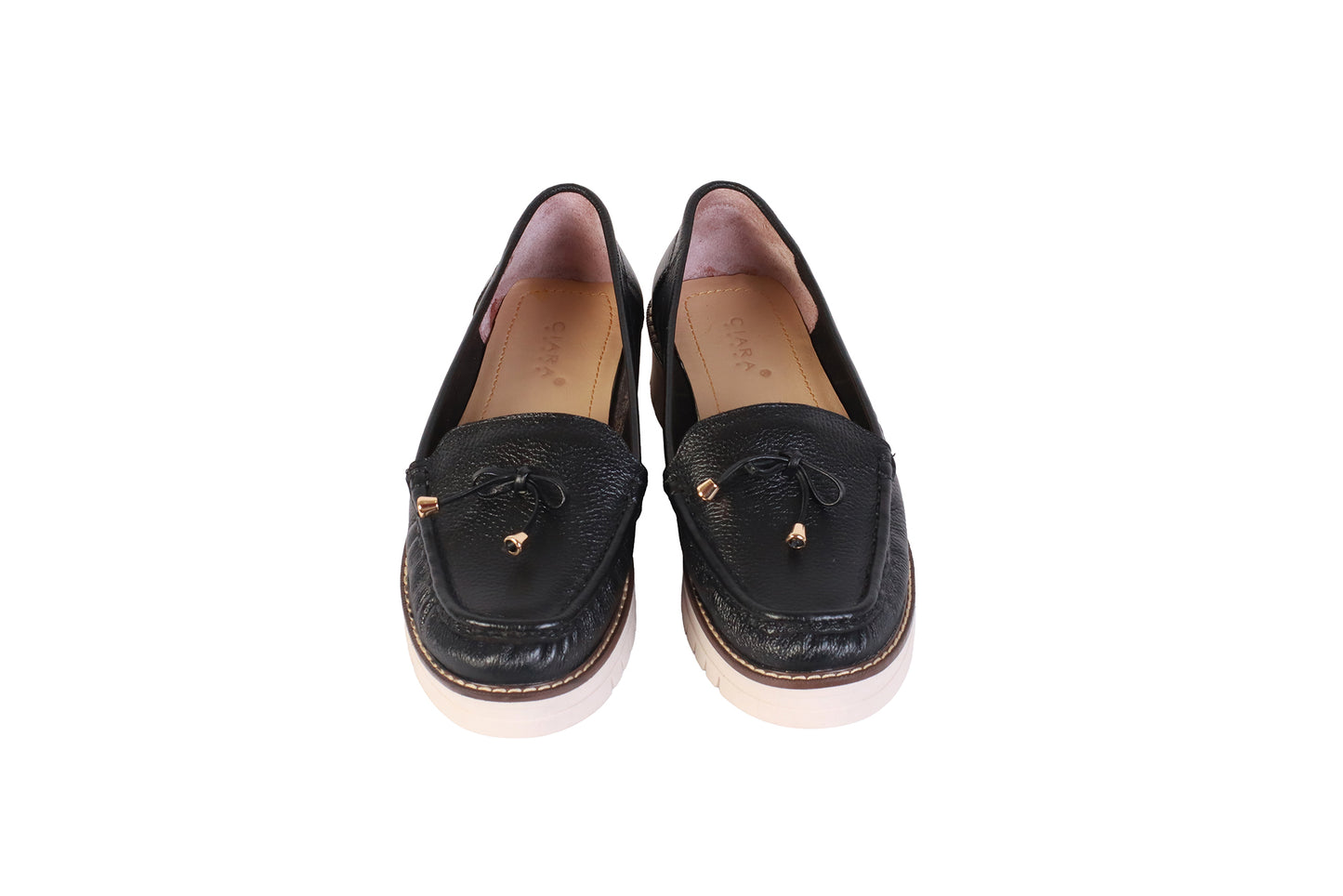 Mocasín Cuero Rondini Negro | Con Lazo Decorativo