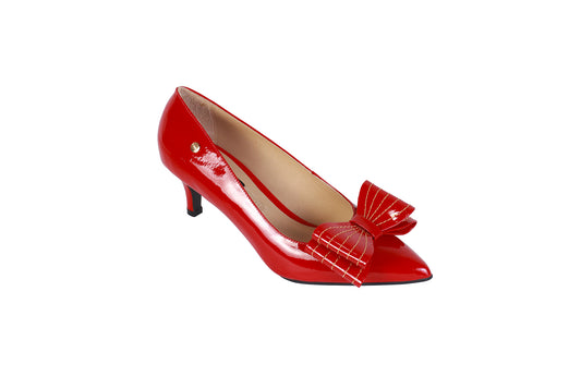Stiletto Charol Rojo con Lazo | Taco 5 cm