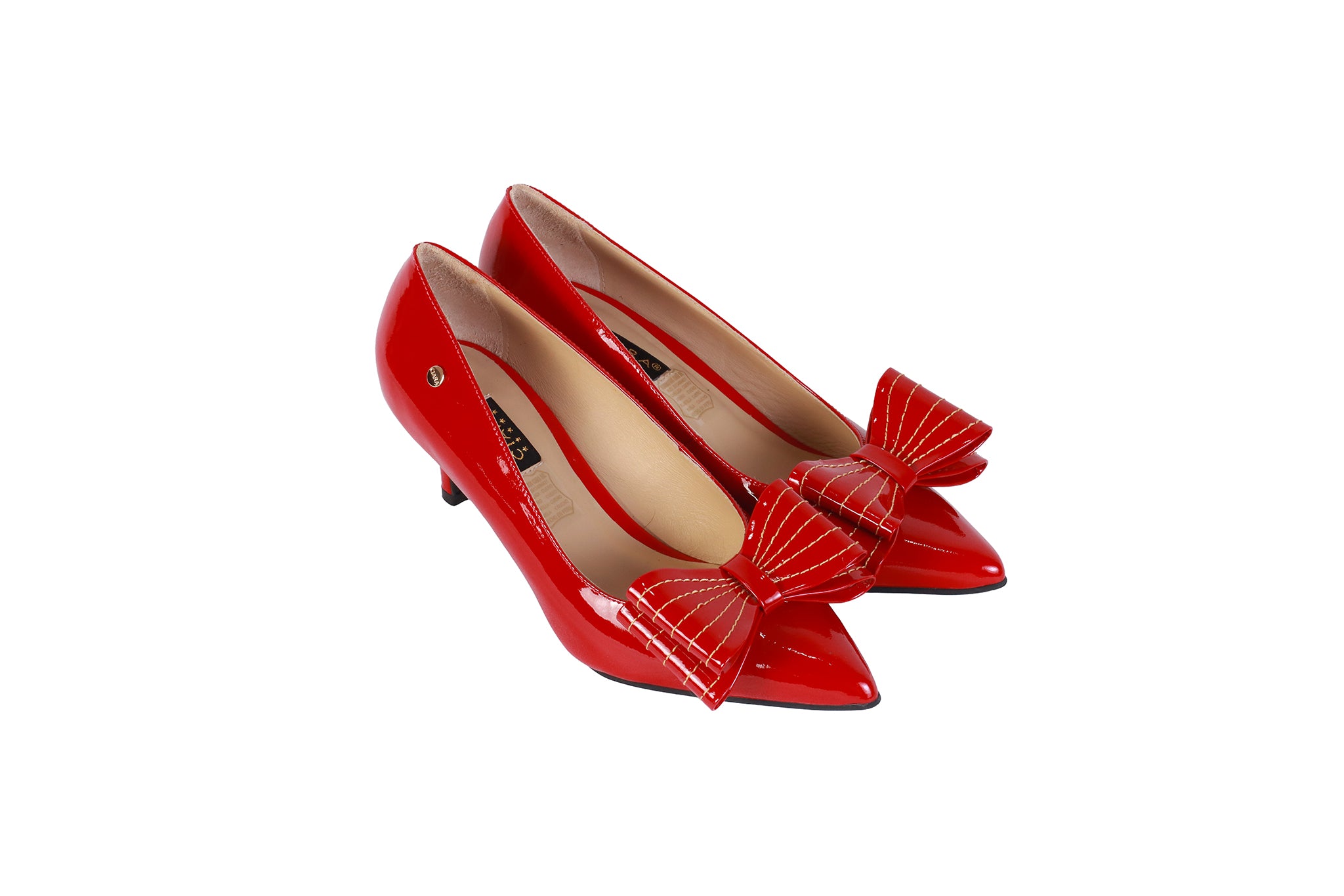 Stiletto Charol Rojo con Lazo | Taco 5 cm