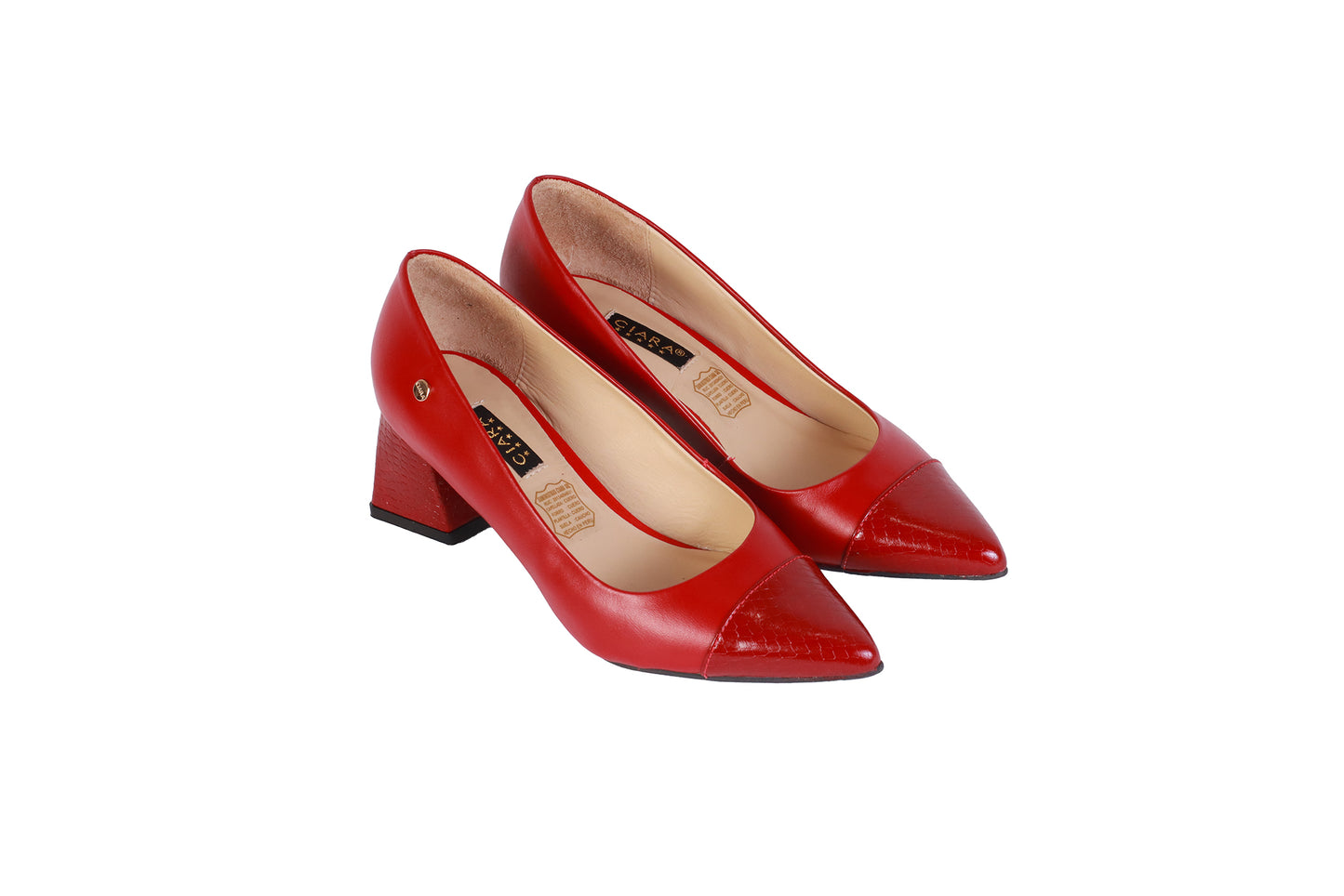 Stiletto Rojo Oscuro y Richato Cobra | Taco Ancho 5 cm