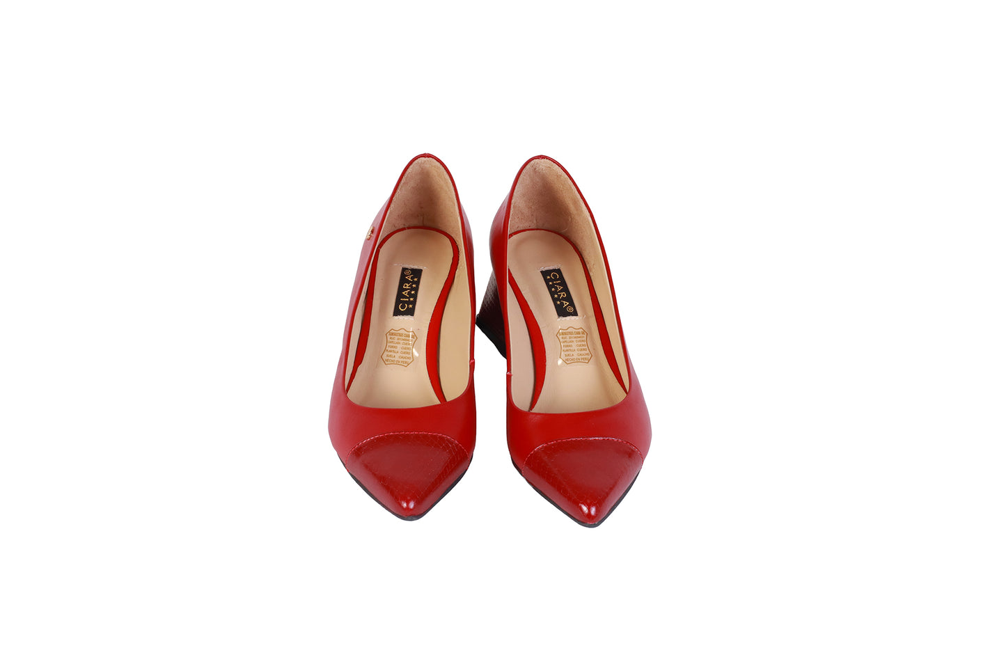 Stiletto Rojo Oscuro y Richato Cobra | Taco Ancho 5 cm