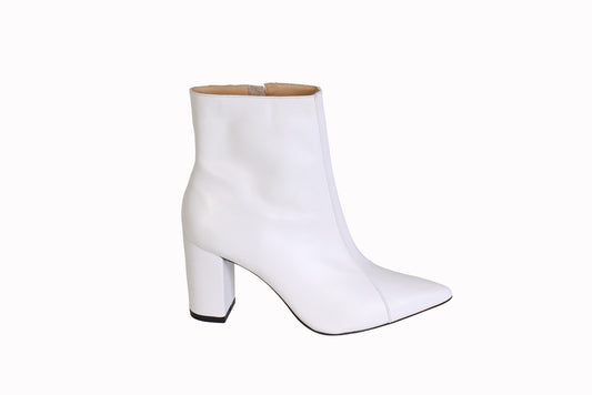 Botín Napa Blanco | Taco Ancho 8 cm