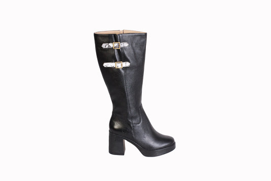 Bota Rondini Negra | Plataforma y Taco Ancho 7 cm