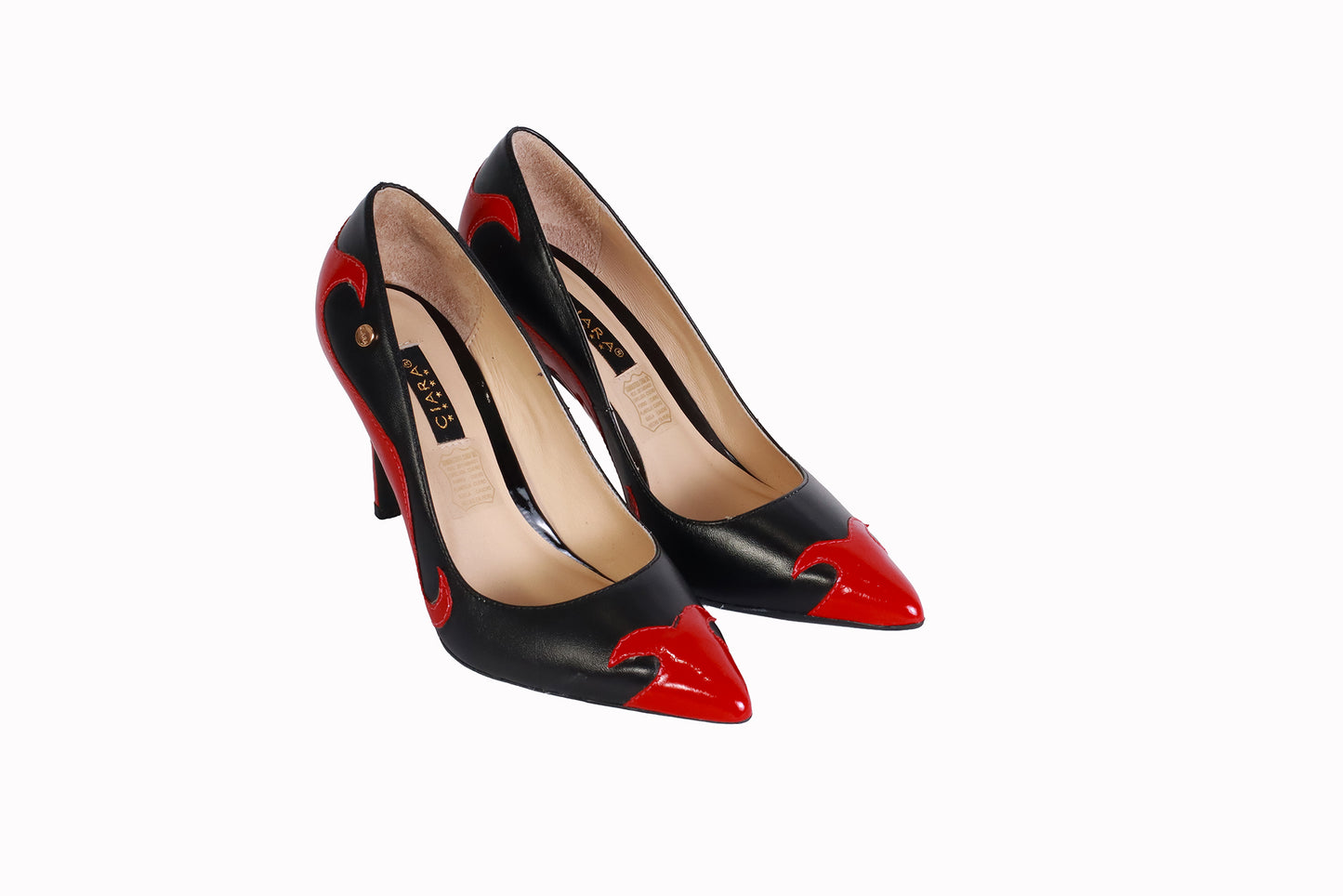 Stiletto Flama Napa Negro con Charol Rojo | Taco 8 cm