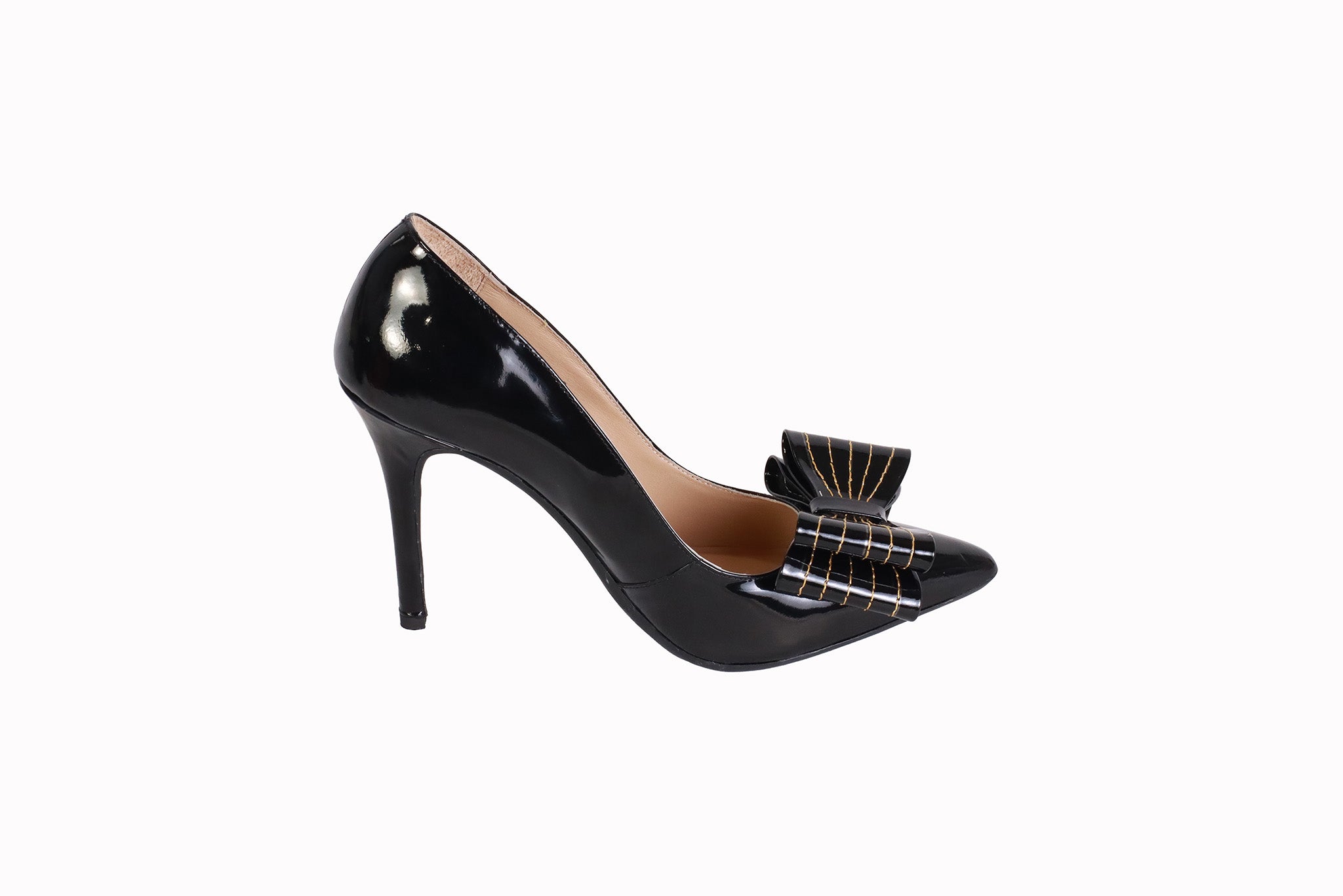 Stiletto Charol Negro | Taco 10 cm con Lazo