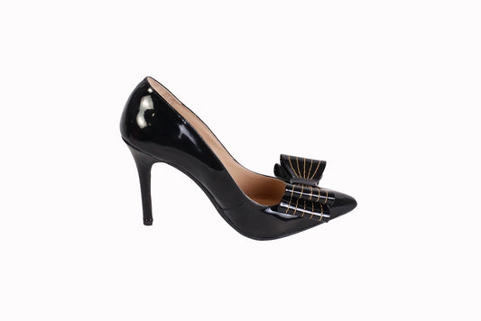 Stiletto Charol Negro | Taco 10 cm con Lazo