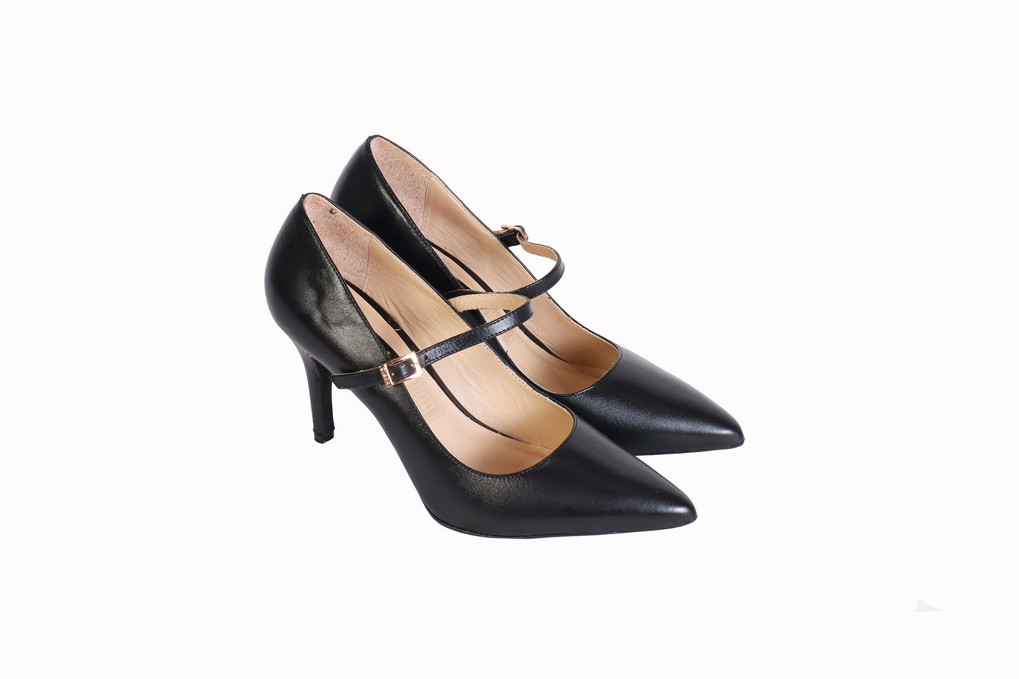 Stiletto Napa Negro | Taco 8 cm con Correa